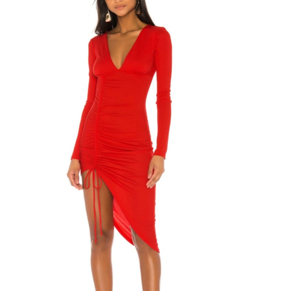 HOURS CHERISH MIDI DRESS IN HOT RED Small